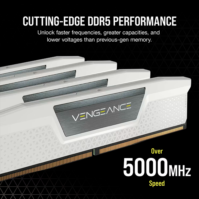 Memoria RAM Corsair Vengeance 32 GB (2×16 GB), DDR5, 5200 MHz CL40 Blanca – CMK32GX5M2B5200C40W