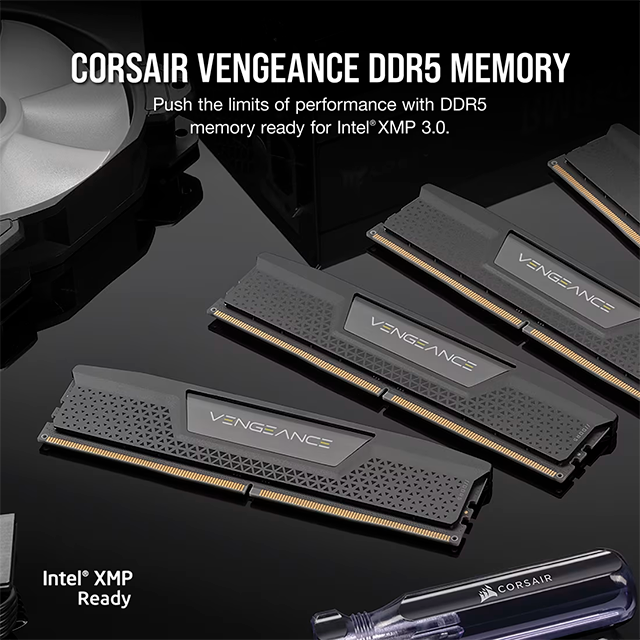 Memoria RAM Corsair Vengeance DDR5 8GB, 5200 MT/s, CL40, Intel XMP 3.0, 1×8GB, negra – CMK8GX5M1B5200C40