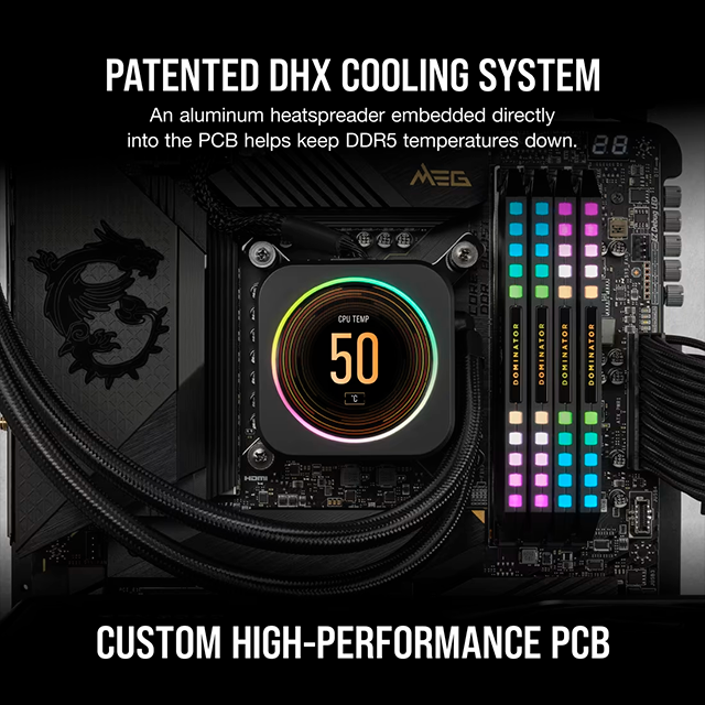 Memoria RAM Corsair Dominator Platinum RGB DDR5 64 GB (2×32 GB) Tray, 5200 MT/s, CL40, Intel XMP, 1.25 V, Negro – CMT64GX5M2B5200C40