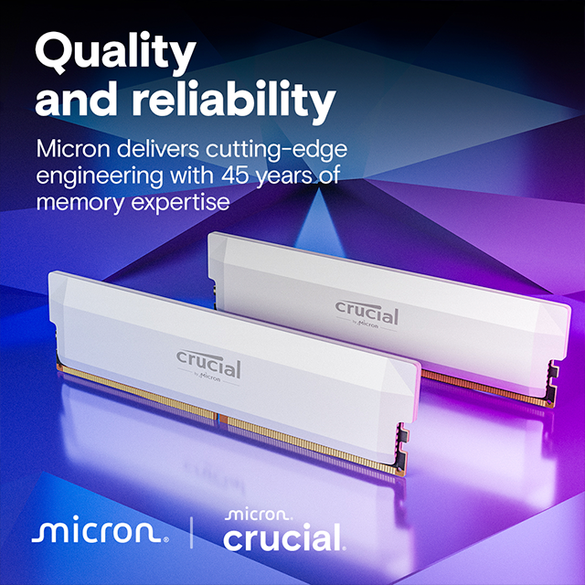 Memoria RAM Crucial Pro 64GB (2×32GB), DDR5, 6000 MHz, CL40, UDIMM, Blanco – CP2K32G60C40U5W