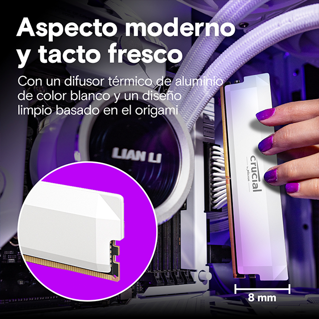 Memoria RAM Crucial Pro 64GB (2×32GB), DDR5, 6400 MHz, CL40, UDIMM, blanco – CP2K32G64C40U5W