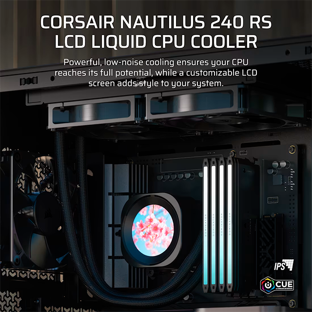 Enfriamiento Líquido Corsair NAUTILUS 240 RS LCD, 240 mm, pantalla LCD, RGB, compatible Intel/AMD – CW-9061031-WW
