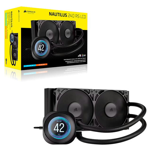 Enfriamiento Líquido Corsair NAUTILUS 240 RS LCD, 240 mm, pantalla LCD, RGB, compatible Intel/AMD – CW-9061031-WW