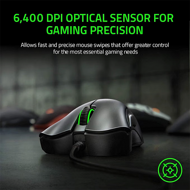 Mouse Gamer Razer DeathAdder Essential, Sensor Óptico 6400 DPI, 5 Botones Programables, 1000 Hz, USB, Negro – RZ01-03850100-R3U1