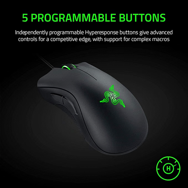 Mouse Gamer Razer DeathAdder Essential, Sensor Óptico 6400 DPI, 5 Botones Programables, 1000 Hz, USB, Negro – RZ01-03850100-R3U1