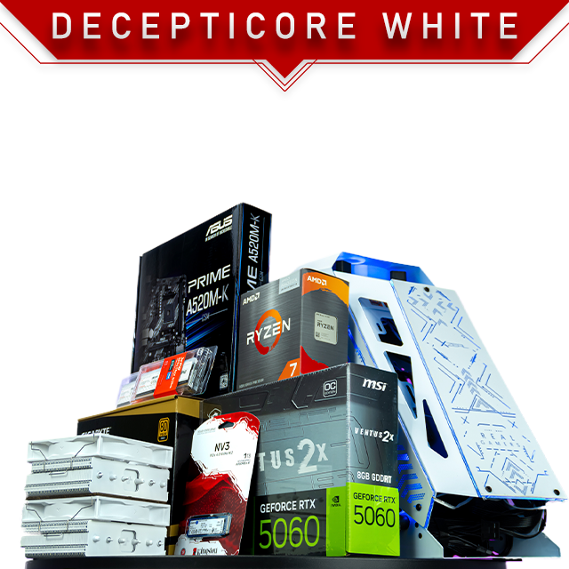PC Gamer Decepticore White | AMD Ryzen 5 5500 | Nvidia RTX 5060 8GB | RAM 16GB DDR4 3200Mhz | 1TB M.2 | 4 Ventiladores RGB