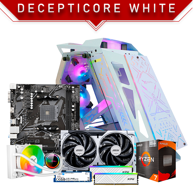 PC Gamer Decepticore White | AMD Ryzen 7 5700G | Nvidia RTX 5060 8GB | RAM 16GB DDR4 3200Mhz | 1TB M.2 | 4 Ventiladores RGB