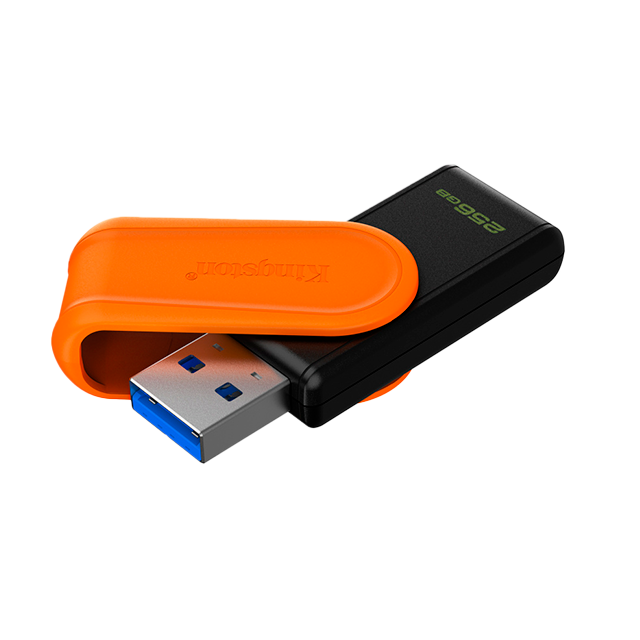 Memoria USB Kingston DataTraveler Exodia S 256 GB, USB 3.2 Gen 1, Tapa Giratoria, Negro/Naranja – DTXS/256GB