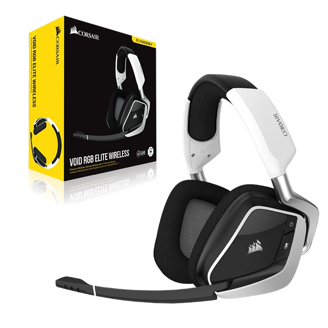 Diadema Corsair Void RGB Elite Wireless, Inalámbrico, USB, PC, Mac, PS5, 7.1 Surround, Blanco - CA-9011202-NA