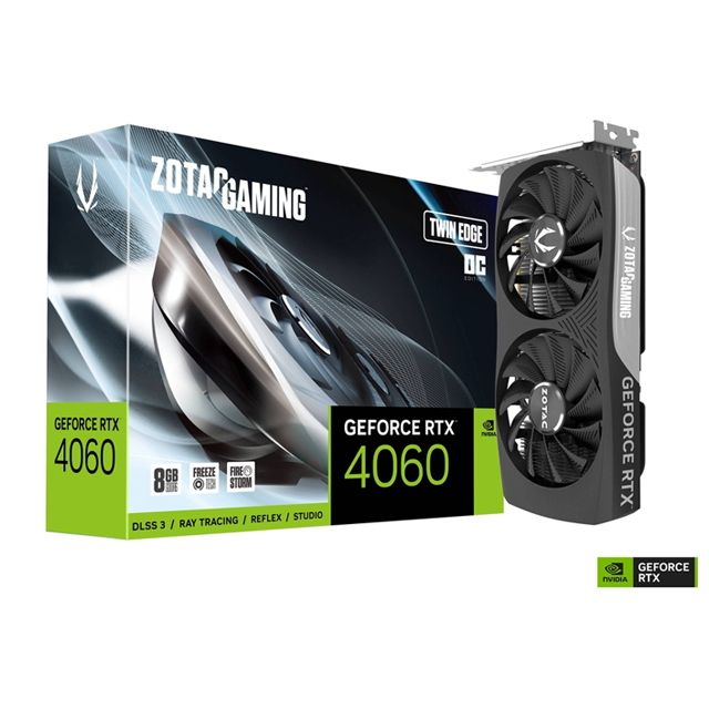 Tarjeta de video Zotac Gaming GeForce RTX 4060 8GB Twin, DLSS 3, Ray Tracing, Reflex Studio, GDDR6 - ZT-D40600H-10M