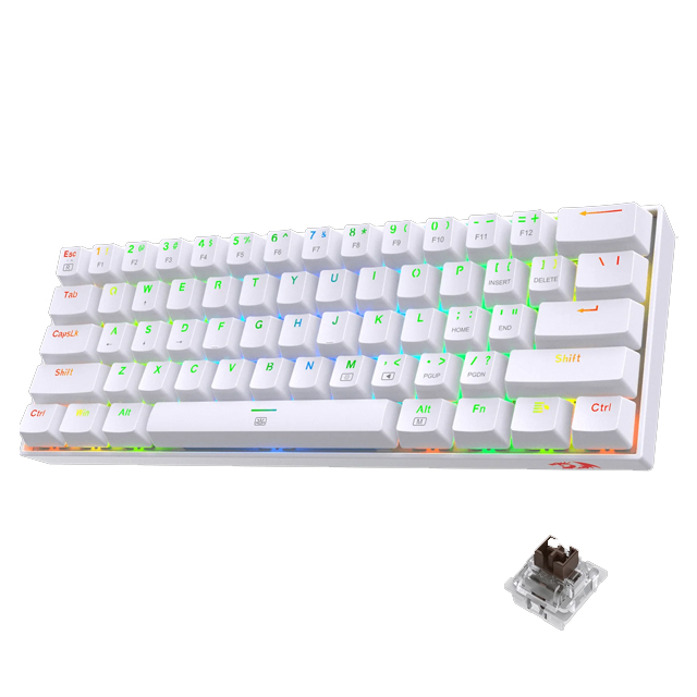 Teclado Gamer Mecanico Redragon Dragonborn K630RGB White | Switches Redragon Brown | 60% - K630W-RGB