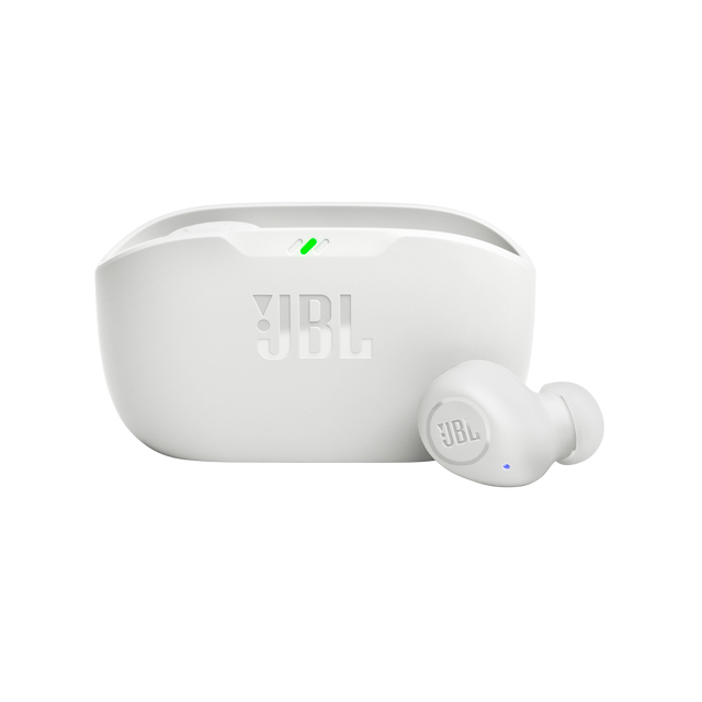 Audifonos JBL Vibe Buds Blancos, Bluetooth 5.2, Deep Bass, 32 Horas, Micrófono, Resistente a Agua y Polvo IP54 - JBLVBUDSWHTAM 