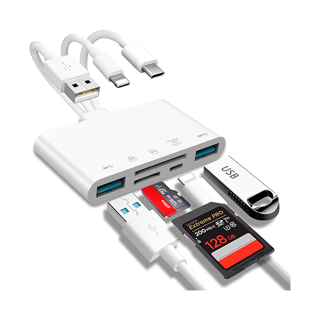  Lector de Tarjetas de Memoria JOOPSHE 5 en 1, adaptador OTG USB y lector de tarjetas SD para Phone/Pad, dispositivos USB C y USB A con ranuras para tarjetas Micro SDySD, compatible con SD/MicroSD/SDHC/SDXC/MMC 