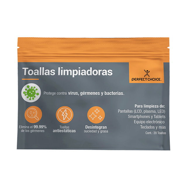 Toallas Limpiadoras de Pantallas Perfect Choice, 20 pzas - PC-030270