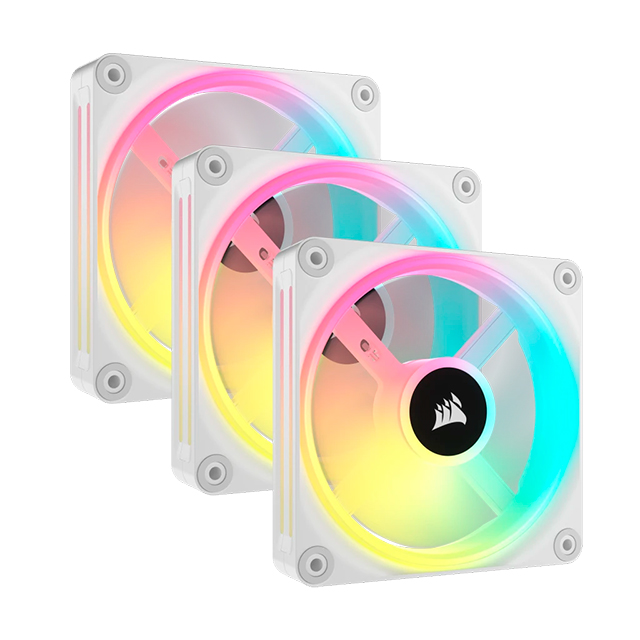 Ventiladores Corsair QX120 RGB, Magneticos, Kit de 3 Ventiladores 120mm Blancos RGB - CO-9051006-WW