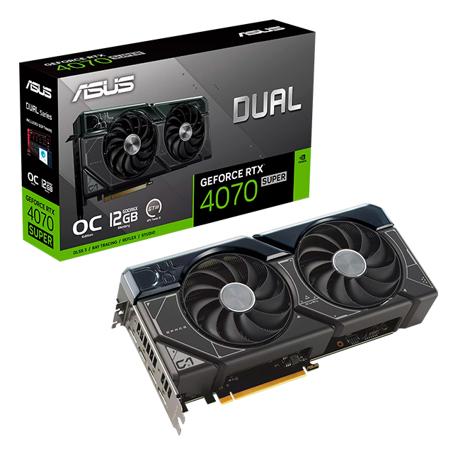 Tarjeta de video Nvidia Asus GeForce RTX 4070 Super Dual OC, DLSS 3, RAY TRACING, REFLEX, STUDIO, 12GB GDDR6X - DUAL-RTX4070S-O12G