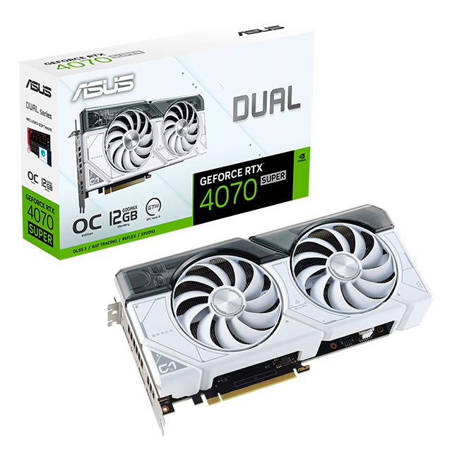 Tarjeta de video Nvidia Asus GeForce RTX 4070 Super Dual White, DLSS 3, RAY TRACING, REFLEX, STUDIO, 12GB GDDR6X - DUAL-RTX4070S-O12G-WHITE