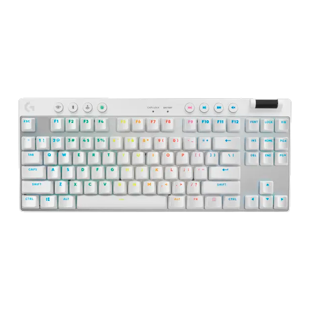 Teclado Mecánico Logitech PRO X TKL Blanco, GX Brown, Lightsync RGB, Lightspeed, Bluetooth - 920-012143 