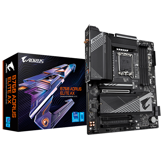 Tarjeta Madre Gigabyte B760 Aorus Elite AX, ATX, 12th, 13th & 14th Gen Intel, LGA 1700, DDR5 7600Mhz, PCIe 4.0, Wi-Fi 6E, Bluetooth v5.3 - B760-AORUS-ELITE-AX