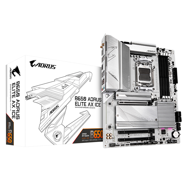 Tarjeta Madre Gigabyte B650 Aorus Elite AX ICE, ATX, AMD Ryzen 7000 / 8000, Socket AM5, DDR5 8000Mhz OC, 3x M.2, Wi-Fi 6E, Bluetooth 5.3 - B650-A-ELITE-AX-ICE 