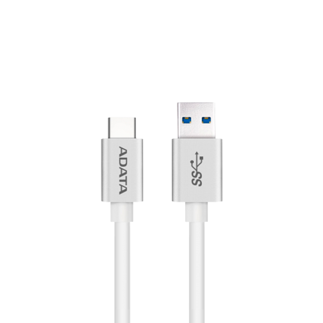 Cable Adata USB-A a USB-C, Blanco, 1 Metro - ACA3AL-100CM-CSV