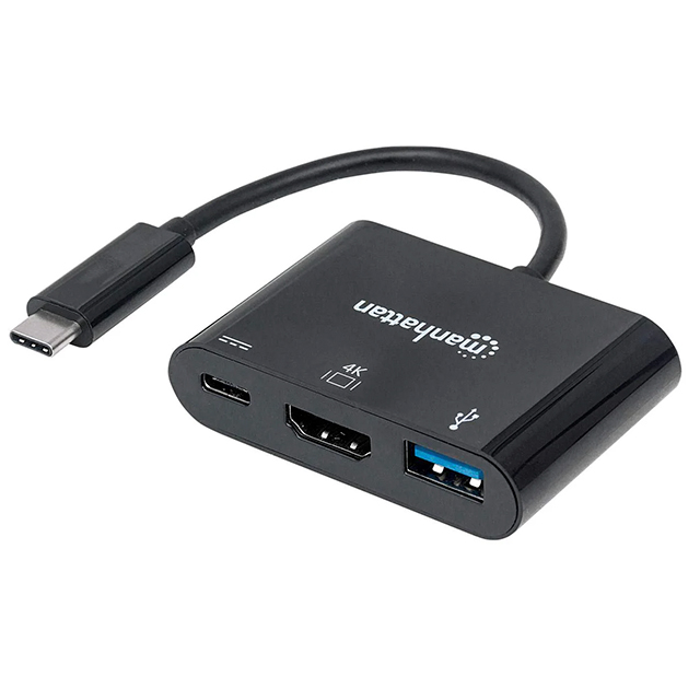 Adaptador Hub Manhattan USB Tipo-C a HDMI, USB-A, USB-C - 152037 