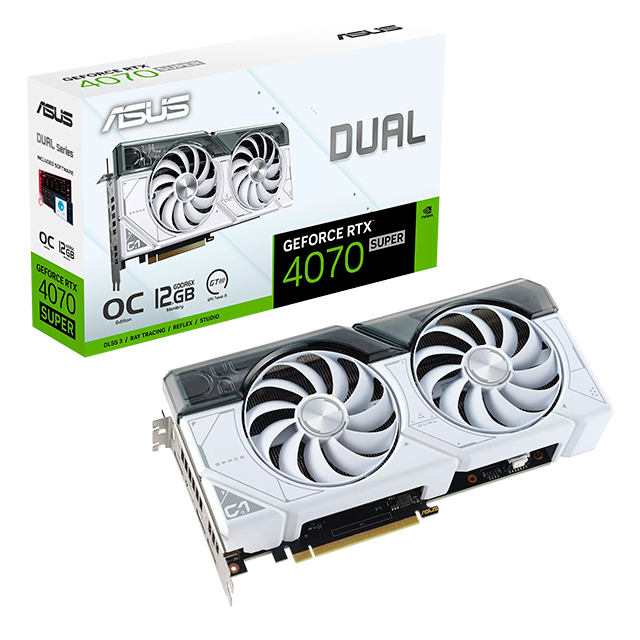 Tarjeta de video Nvidia Asus GeForce RTX 4070 Super Dual OC White, DLSS 3, RAY TRACING, REFLEX, STUDIO, 12GB GDDR6X - DUAL-RTX4070S-O12G-WHITE