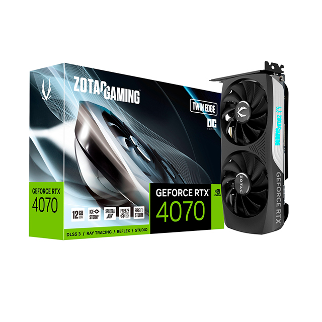 Tarjeta de video Nvidia Zotac GeForce RTX 4070 Twin Edge OC, DLSS 3, RAY TRACING, REFLEX, STUDIO, 12GB GDDR6X - ZT-D40700H-10M