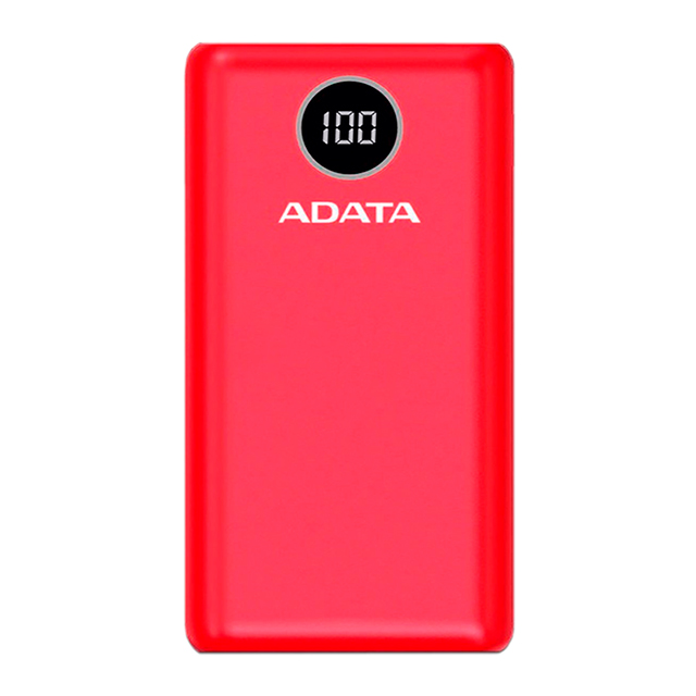 Power Bank Adata P20000QCD Roja, 20000 mAh, Carga rapida, Hasta 3 dispositivos a la vez - AP20000QCD-DGT-CRD