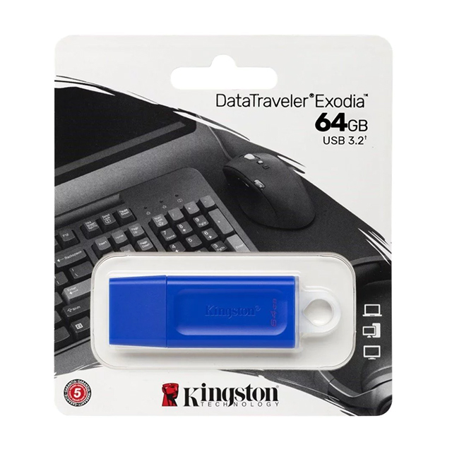 Memoria USB Kingston DataTraveler Exodia 64GB, Azul, USB 3.2 - KC-U2G64-7GB 