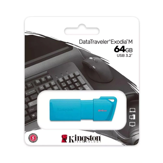 Memoria USB Kingston DataTraveler Exodia M 64GB, Turquesa, USB 3.2 - KC-U2L64-7LB