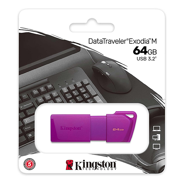 Memoria USB Kingston DataTraveler Exodia M 64GB, Morado, USB 3.2 - KC-U2L64-7LP