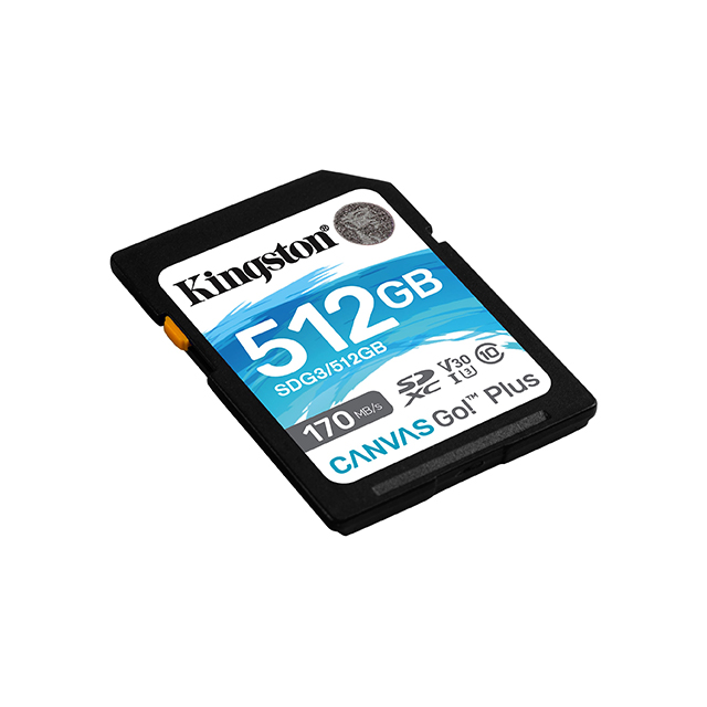 Memoria SD Kingston Canvas Go! Plus, 512GB, Clase 10, 170/90 MB/s, Para Cámaras DSLR, Cámara MILC, Producción de video 4K - SDG3/512GB