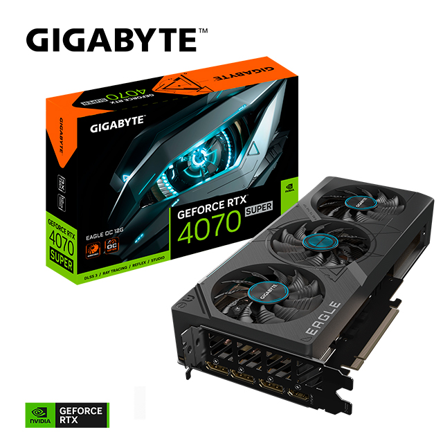 Tarjeta de video Nvidia Gigabyte GeForce RTX 4070 Super Eagle OC 12G, DLSS 3, RAY TRACING, REFLEX, STUDIO, GDDR6X, WINDFORCE, GV-N407SEAGLE OC-12GD