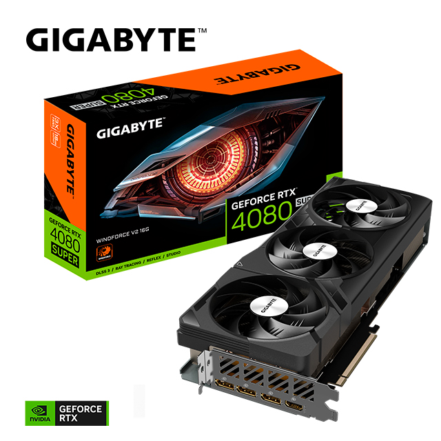 Tarjeta de video Nvidia Gigabyte GeForce RTX 4080 Super Windforce V2 16G, DLSS 3, RAY TRACING, REFLEX, STUDIO, GDDR6X, WINDFORCE, GV-N408SWF3V2-16GD