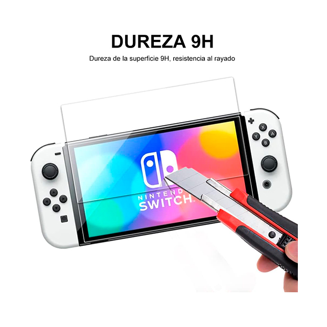 Protector de Pantalla Nintendo Switch OLED, Cristal, Mica de Pantalla, Vidrio Templado, 9H Doble-Reforzado Dureza Screen Protector Film, 2 Unidades