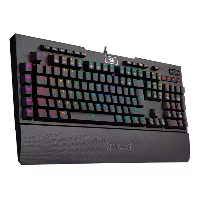 Teclado Gamer Mecanico Redragon Brahma Pro, Switches Opticos Blue, Alámbrico, Iluminación LED RGB, Español - K586RGB-PRO-SP