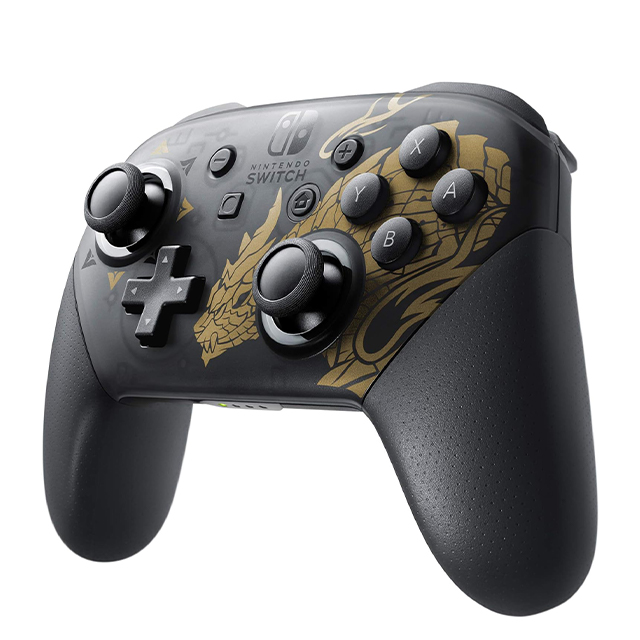 Nintendo Switch Pro Controller - Monster Hunter Rise Edition Gris/Dorado - HACAFSSKN