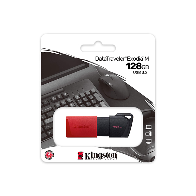 Memoria USB Kingston DataTraveler Exodia M 128GB, Negra con Rojo, USB 3.2 - DTXM-128GB