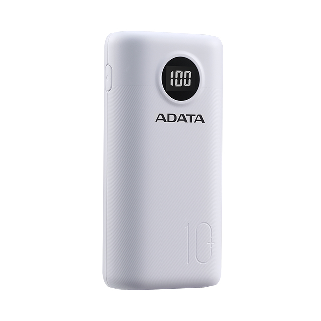 Power Bank Adata P10000QCD Blanca, 10000 mAh, Carga rapida, Hasta 3 dispositivos a la vez - AP10000QCD-DGT-CWH