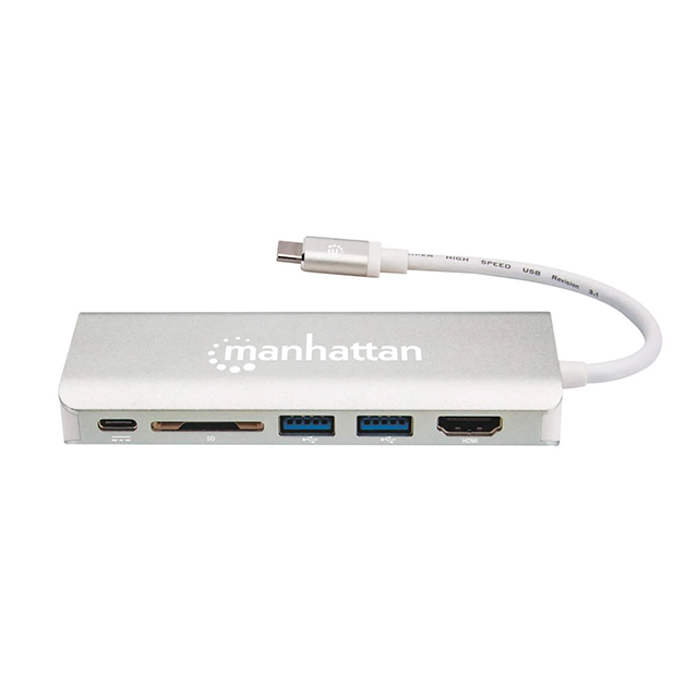 Adaptador Hub Manhattan, Docking Station, Multiplicador de puertos USB Tipo-C 6 en 1 - 152075 