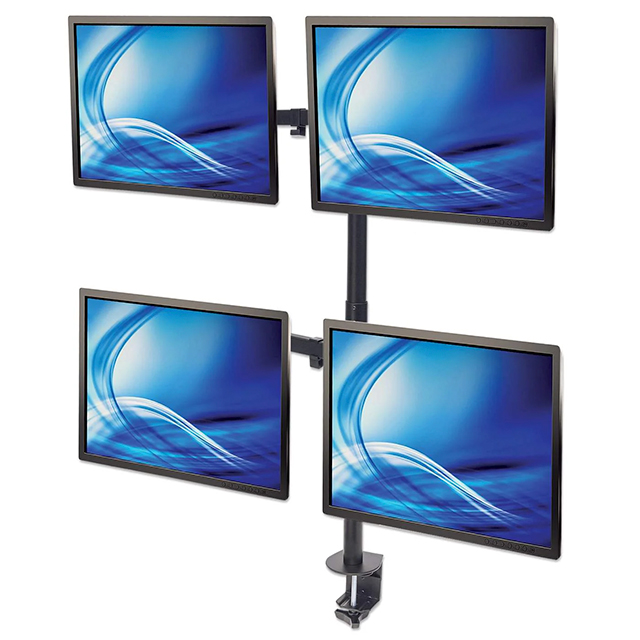 Soporte para Cuatro Monitores Manhattan, Movimiento con Brazos de Doble Articulación, 13" a 32" - 461566 