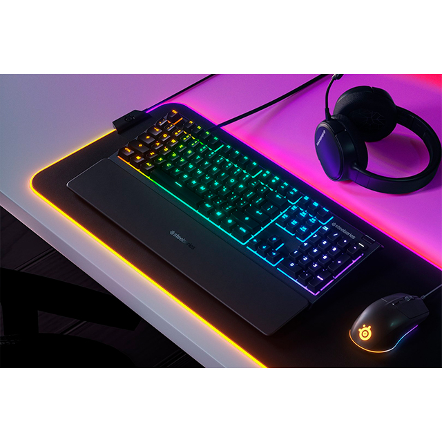 Teclado Gamer Steelseries Apex 3, Negro, RGB, Proteccion Contra el Agua IP32 - Apex-3