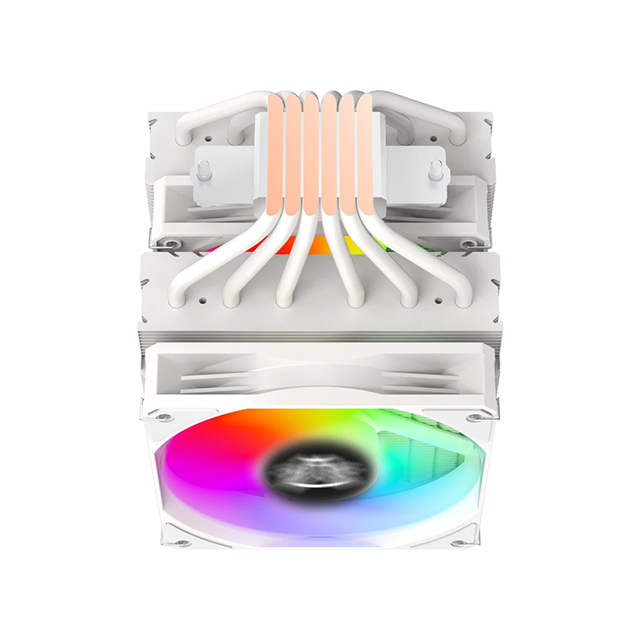 Disipador para CPU Balam Rush Nitrox NX70 | Blanco | 120mm | 2 ventiladores | ARGB | 33.8 dBA | 600~1800 RPM | Doble Torre | Soporte AM5 y LGA1700 - BR-937931