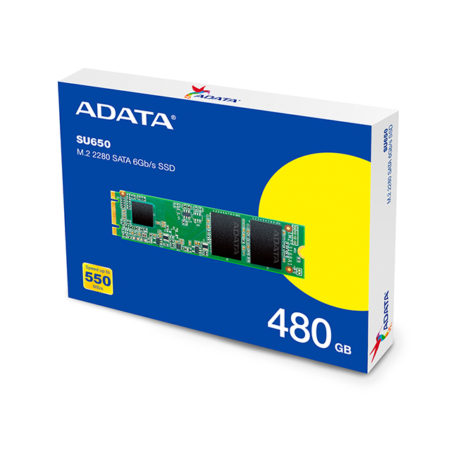 Unidad de Estado Solido SSD M.2 SATA ADATA SU650, 480GB, 550 / 510MB/s - ASU650NS38-480GT-C