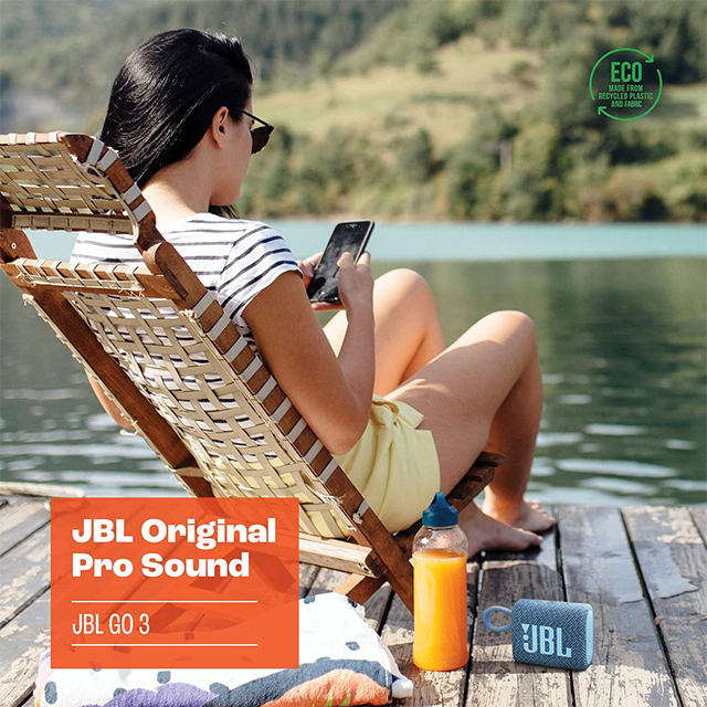 Bocina Bluetooth JBL Go 3 Azul Rey | Resistente al polvo y agua IP67 | Bluetooth 5.1 - JBLGO3EC0BLUAM