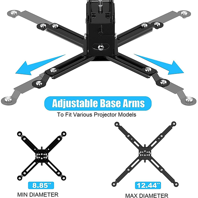 BuFan Soporte Proyector, Universal Ajustable Techo, 15.75-25.59 Ajustable Pulgadas Proyección de Longitud Extensiblecon Brazo de Extensión, Inclinar ±15° Soportar hasta 15 kg para Proyector LCD DLP