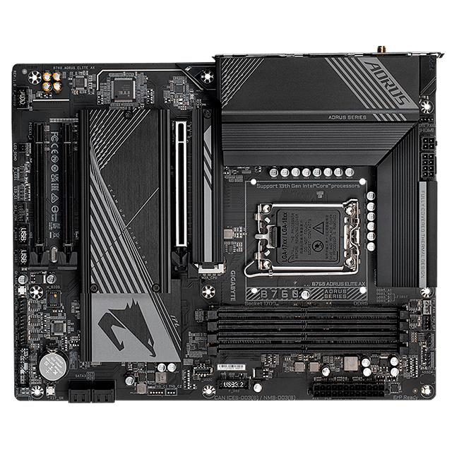 Tarjeta Madre Gigabyte B760 Aorus Elite AX, ATX, 12th, 13th & 14th Gen Intel, LGA 1700, DDR5 7600Mhz, PCIe 4.0, Wi-Fi 6E, Bluetooth v5.3 - B760-AORUS-ELITE-AX