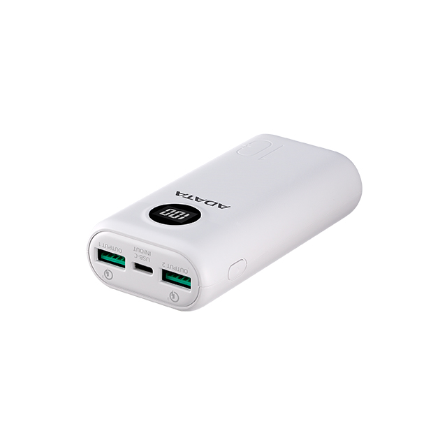 Power Bank Adata P10000QCD Blanca, 10000 mAh, Carga rapida, Hasta 3 dispositivos a la vez - AP10000QCD-DGT-CWH