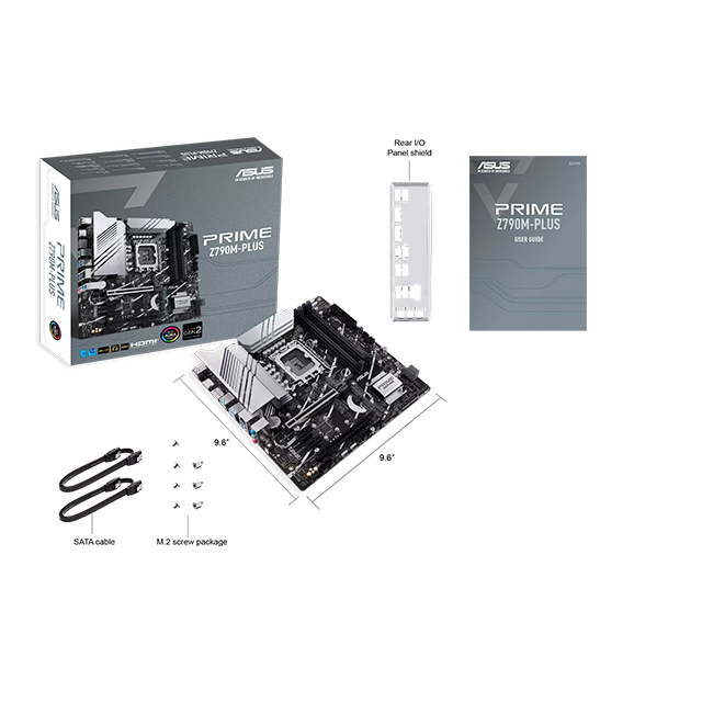 Tarjeta Madre Asus Prime Z790M-PLUS, Micro-ATX, 12th, 13th & 14th Gen Intel, LGA1700, DDR5 7200Mhz OC, x3 M.2, Aura Sync - 90MB1E70-M1AAY0